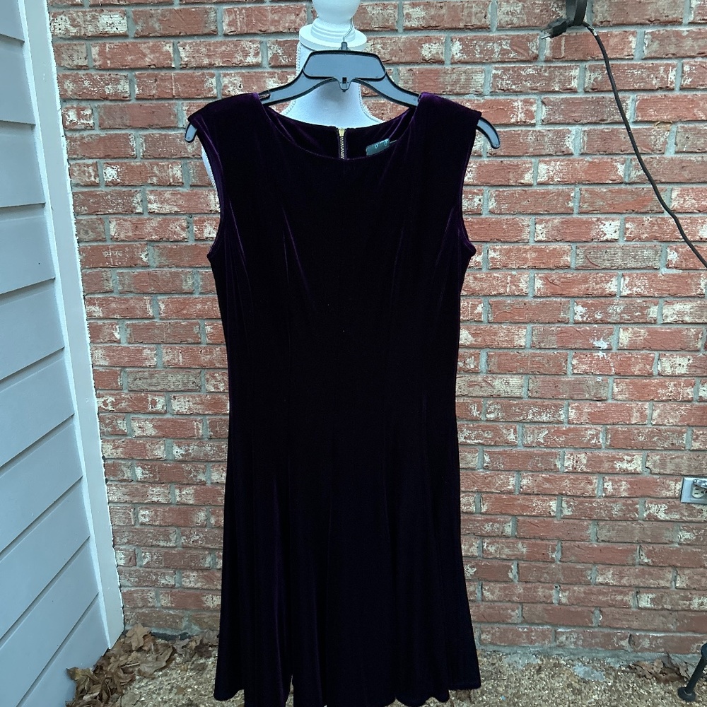 Purple velvet cocktail dress